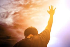 man, praise God, hands raised, worship, Psalm 1
